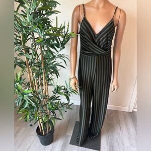 New beautiful olive green and black stripes jumpsuit